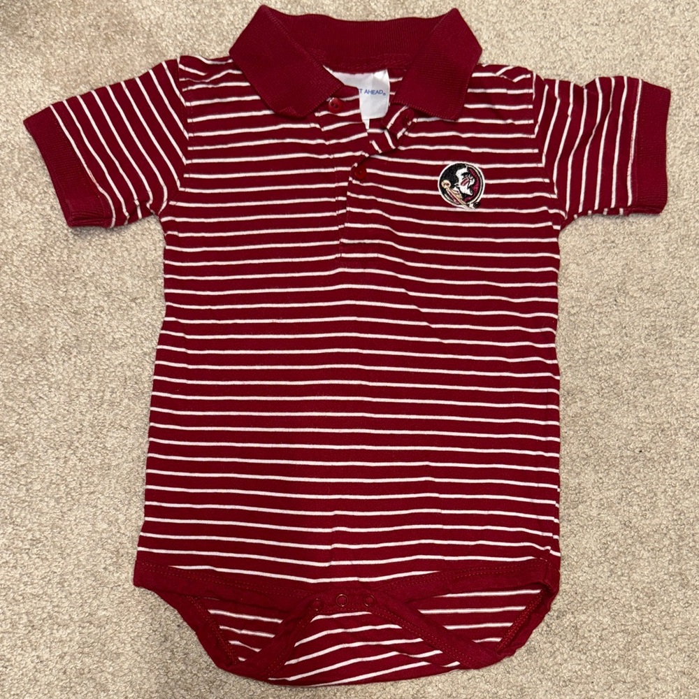 Striped FSU Baby Polo Onesie